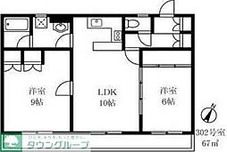 ヴィラベール洗足池 3階2LDKの間取り