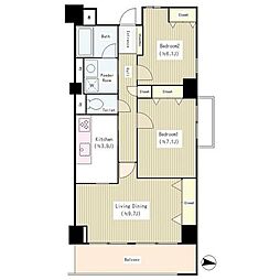 アビタシオン大島 6階2LDKの間取り