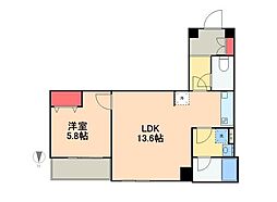 コンフォリア銀座ＥＡＳＴ 5階1LDKの間取り