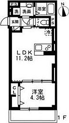 Fortuna(フォルトゥーナ) 1階1LDKの間取り