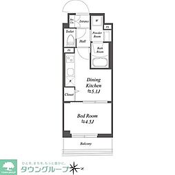 ドゥーエ亀戸II 4階1DKの間取り