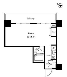 メゾン・ド・ヴィレ麻布台 10階1Kの間取り