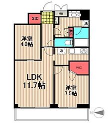 パークアクシス辰巳ステージ 13階2LDKの間取り