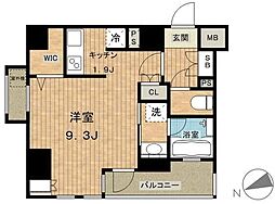 パークハビオ戸越 13階1Kの間取り
