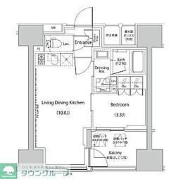 ザ・パークハビオ人形町レジデンス 6階1LDKの間取り
