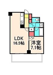 ルシマン月島 12階1LDKの間取り