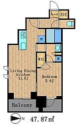 パークアクシス池田山 2階1LDKの間取り
