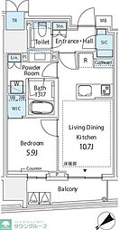 ミレアコート銀座プレミア 12階1LDKの間取り