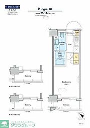 プラウドフラット月島アベニュー 9階1Kの間取り