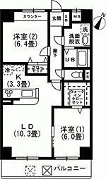 シェルフブラン上馬小泉公園 1階2LDKの間取り