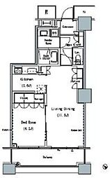 ＴＨＥ　ＴＯＫＹＯ　ＴＯＷＥＲＳ　ＭＩＤＴＯＷＥＲ 14階1LDKの間取り