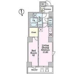 アーバンパーク亀戸2 1LDKの間取図画像