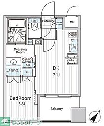 ビエラコート日本橋久松町 9階1DKの間取り