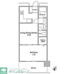 プラザタワー勝どき 14階1LDKの間取り