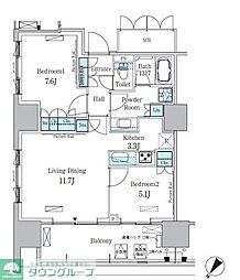 HARUMIFLAGPARKVILLAGEA棟 2LDKの間取図画像