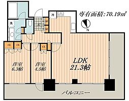 リエトコートアルクスタワー 2LDKの間取図画像
