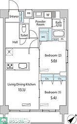 築地MKハウス 2LDKの間取図画像