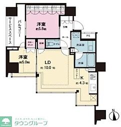 パークタワー芝公園 2LDKの間取図画像