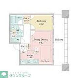 白金ザ・スカイ西棟 1LDKの間取図画像