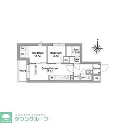 COMFORIALIV南品川 2DKの間取図画像