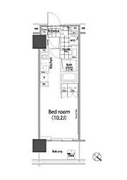 パークハビオ赤坂タワー ワンルームの間取図画像