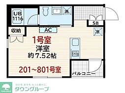 Skuld墨田緑 ワンルームの間取図画像