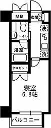 レジディア月島3 1Kの間取図画像