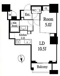 ドゥ・トゥールWEST棟 1LDKの間取図画像