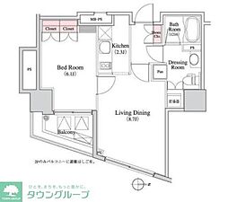 パークキューブ八丁堀 1LDKの間取図画像