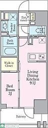 グランリビオ芝大門 1LDKの間取図画像