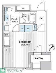 バウスフラッツ日本橋浜町 ワンルームの間取図画像