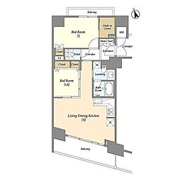 コンフォリア芝浦バウハウス 2LDKの間取図画像