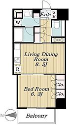 パークアクシス池田山 1LDKの間取図画像