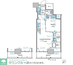 パークアクシス豊洲キャナル 1LDKの間取図画像
