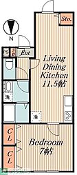 エクセラン清澄白河 1LDKの間取図画像
