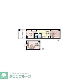 レジデンスシャルマン月島 2DKの間取図画像