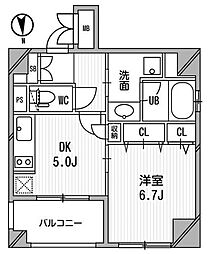 クリオ三田ラ・モード 1DKの間取図画像