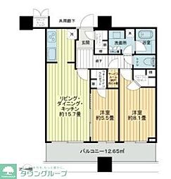 パークタワーグランスカイ 2LDKの間取図画像
