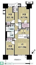 東京フロントコートデッキウイング 3LDKの間取図画像