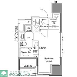 ザ・パークハビオSOHO大手町 ワンルームの間取図画像