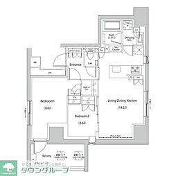 ザ・パークハビオ人形町レジデンス 2LDKの間取図画像