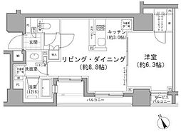 パークハビオ八丁堀 1LDKの間取図画像