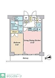 プライマル大森 1LDKの間取図画像