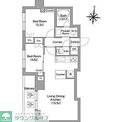 プラネソシエプラス旗の台 2LDKの間取図画像