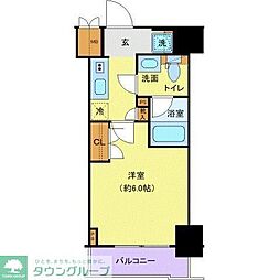 プレールドゥーク北品川 1Kの間取図画像