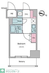 レジディア東品川 1Kの間取図画像
