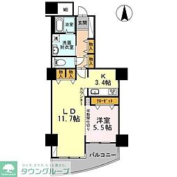 品川シーサイドビュータワー2 1LDKの間取図画像