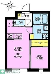 ADORE URBAN大森町A 1LDKの間取図画像
