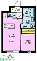 ADORE URBAN大森町A 1LDKの間取図画像