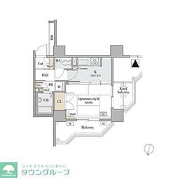 コラム神泉 1Kの間取図画像
